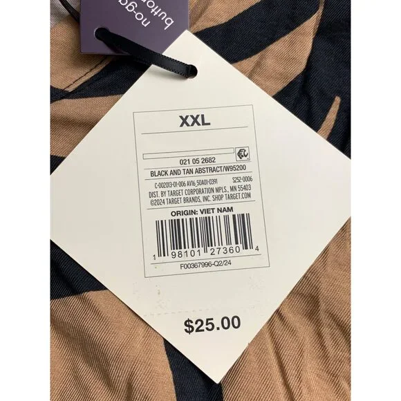 Ava & Viv Womens Plus Size Black & Tan Abstract Button-Front Shirt Size XXL - Picture 9 of 11